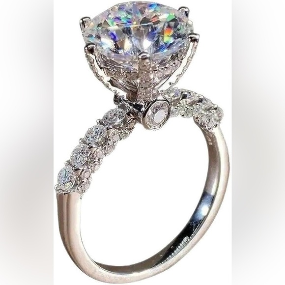 Elegant Sterling Silver White Topaz New Charms Unique Ring Size 9 - Picture 9 of 10